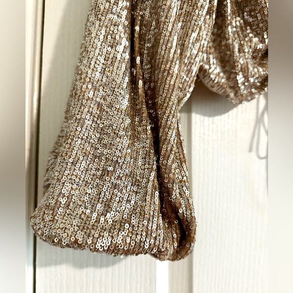 JONATHAN SIMKHAI MATTE GOLD SEQUIN TOP - Size L - Picture 4 of 10